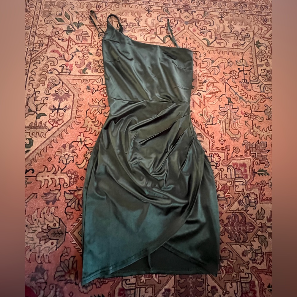 Green Silk Dress with Zipper